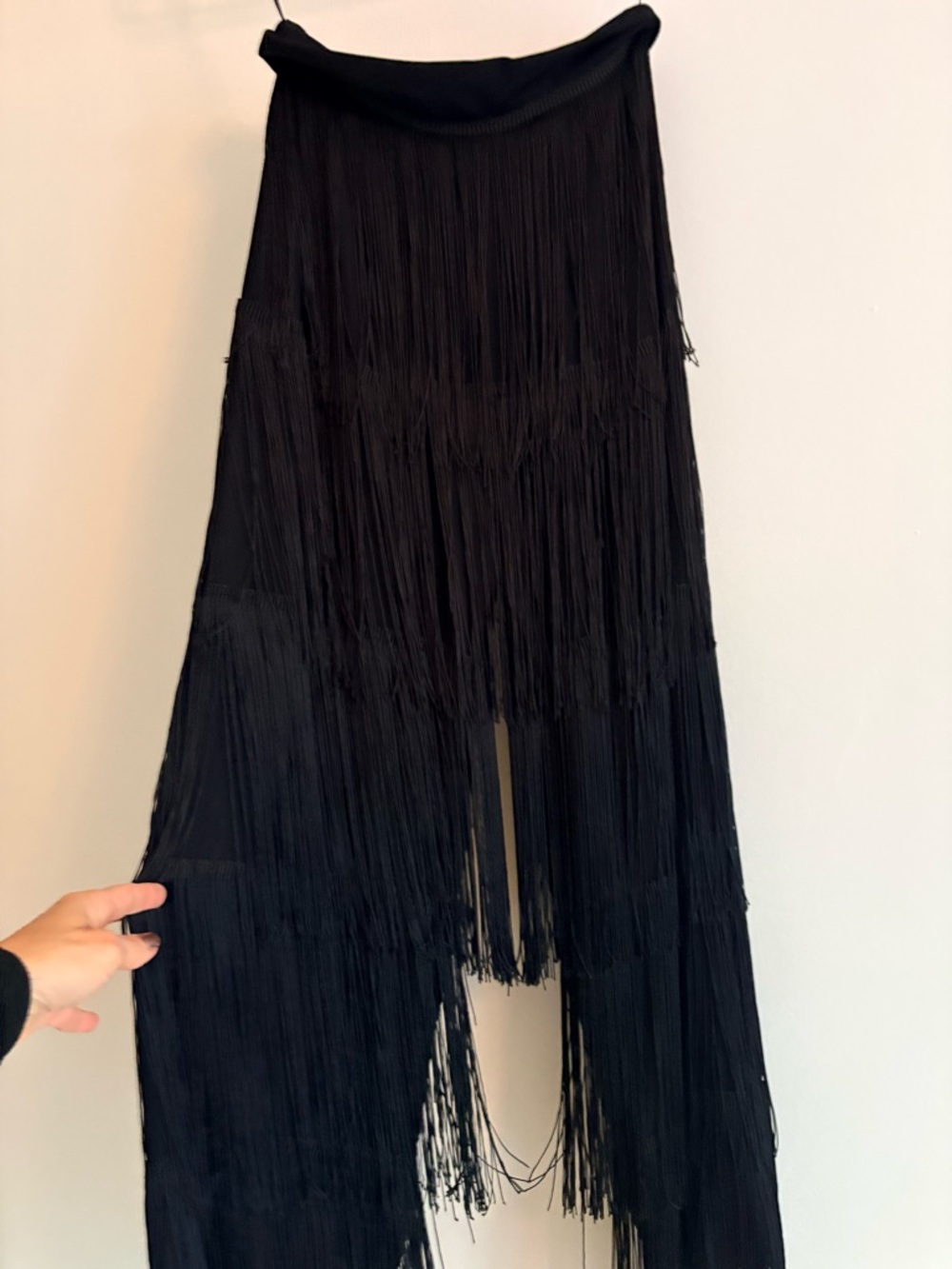 Fashion Nova Black Tassel Fringe Pants - Picture 2 of 4